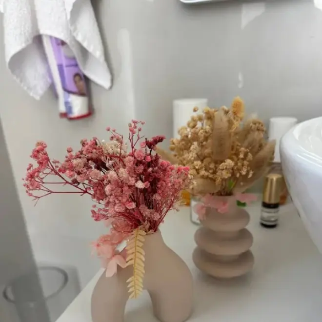 2 керамические вазочки с сухоцветами