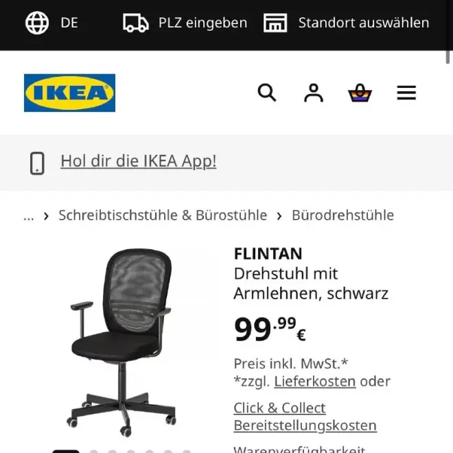 Рабочий стул IKEA FLINTAN